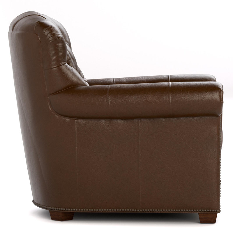 Wharton Tufted Chair, Durango Brown Genuine Leather