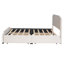 Lit tapissier beige avec tête de lit à garniture cloutée et, 4 tiroirs, sans sommier, pour une utilisation pratique. Ressort requis. Et panneau de particules. Maximisez la capacité de rangement. L 85,4 po