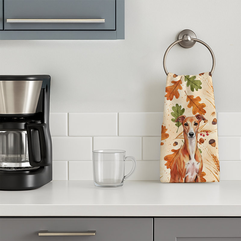 Red Whippet Heirloom Fall Kitchen Towel, Red Whippet