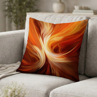 Coussin décoratif orange abstrait à motif fractal chaud VI - Coussin décoratif Fractals