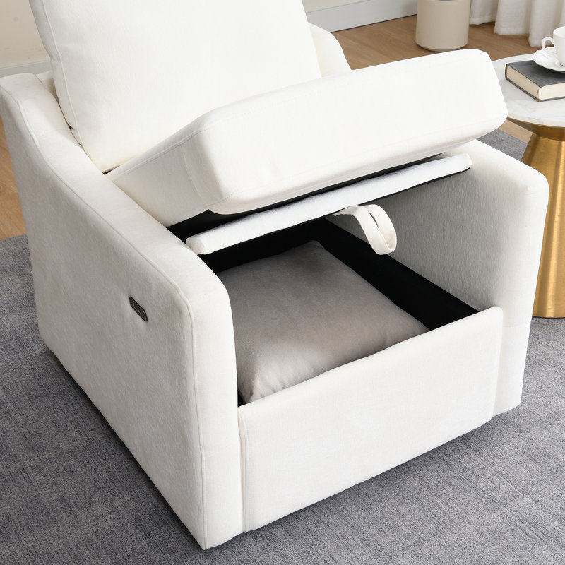 Fauteuil pivotant avec tissu chenille doux, Blanc