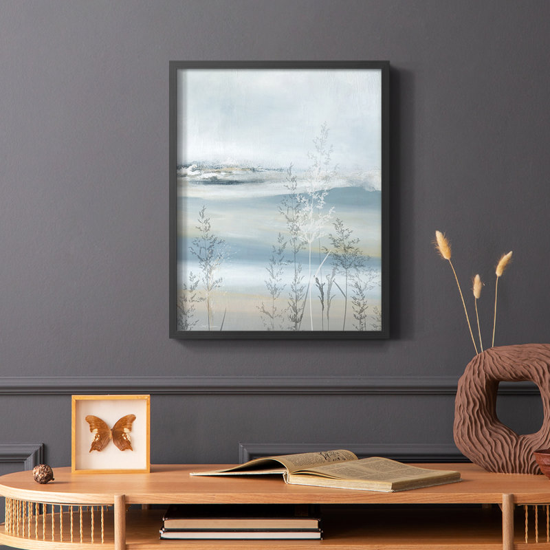 Soft Seagrass Framed Print - Solid Wood, Black, 14" H x 11" W