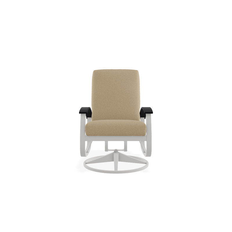 Belle Isle Outdoor Swivel Lounge Chair, Cast Slate Sunbrella® Plainweave, Black P70, Textured Snow