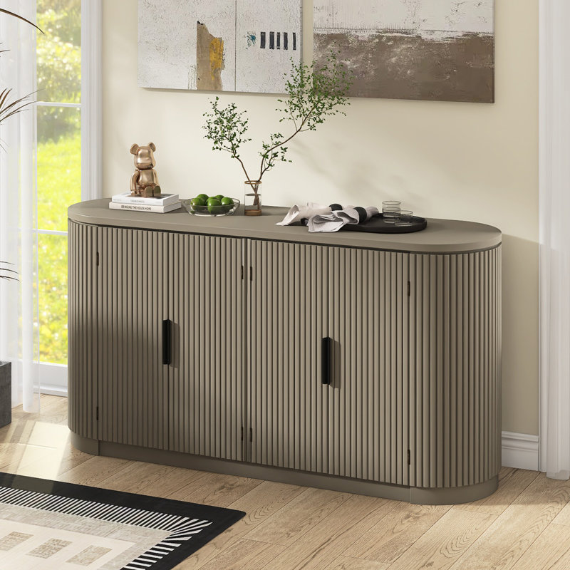 63" W Modern Sideboard With Adjustable Shelves, Black