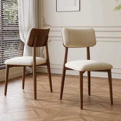 Beige-white+Nut-brown Solid back side Chair(Set of 2)