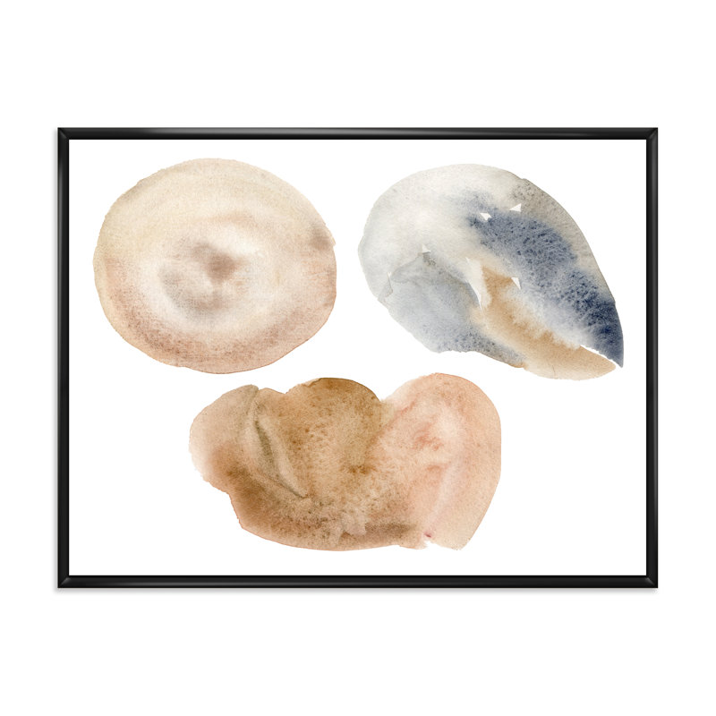 «Holiday Set with Abstract Blue and Beige Circle Spot», peinture sur toile à cadre flottant, H 30 po x l 40 po x 1,5 po