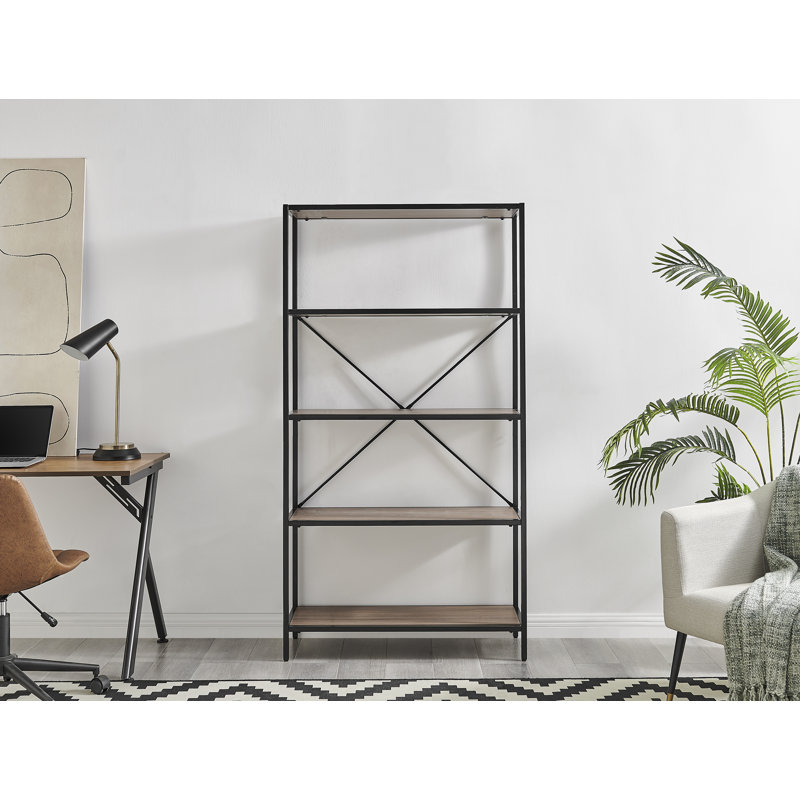 Alton Industrial Style 5 Shelf Box Shelving Unit - Melamine Scratch Resistant, Brown