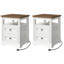 Ensemble de 2 tables de bout l 17,7 po avec station de charge et 2 tiroirs, table d'appoint de salon avec rangement, table de chevet en bois pour la chambre à coucher 