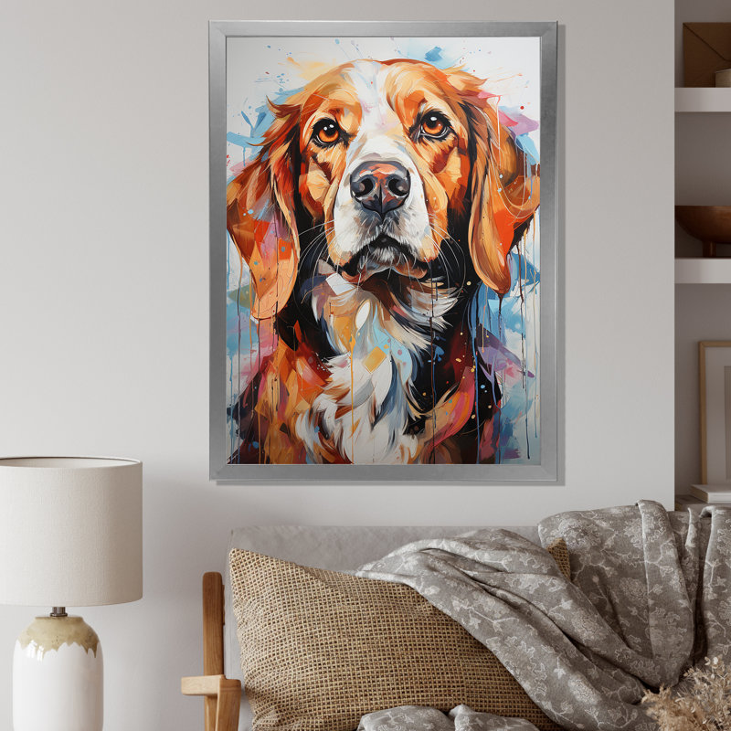 Beagle Bliss I sur impression sur toile, Cadre simple argenté, H 44 po x l 34 po x P 1,5 po