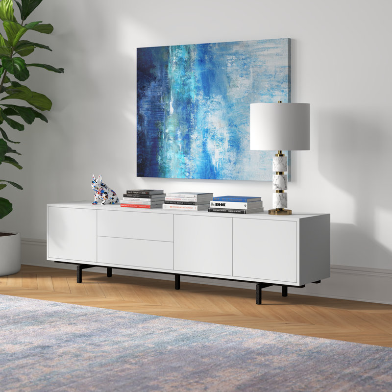 Arnfinnur Unfinished TV Stand, White/Black