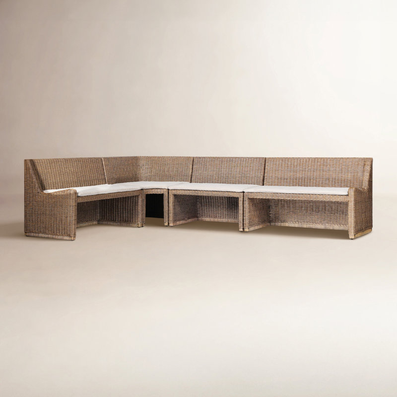 Senna L-Shape Dining Banquette, Right Hand Facing, 32.5"H x 121.75" W x 83.25" D