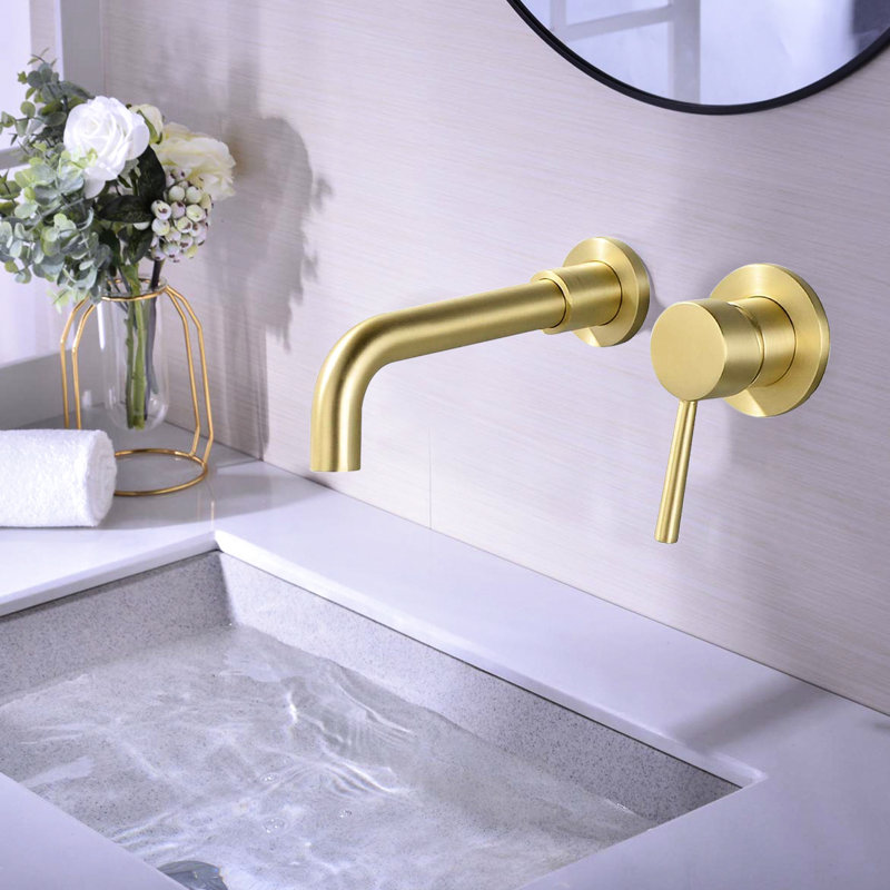 Wall Mounted Bathroom Faucet Matte Black - Sleek Design, Aerator, Solid Brass Construction Mount Contemporary Style, For Durability