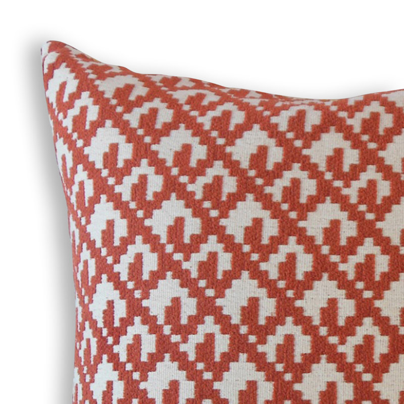 Oreiller Tadewi Crewel, 22 po x 22 po, Rouge / Blanc, Coussin décoratif
