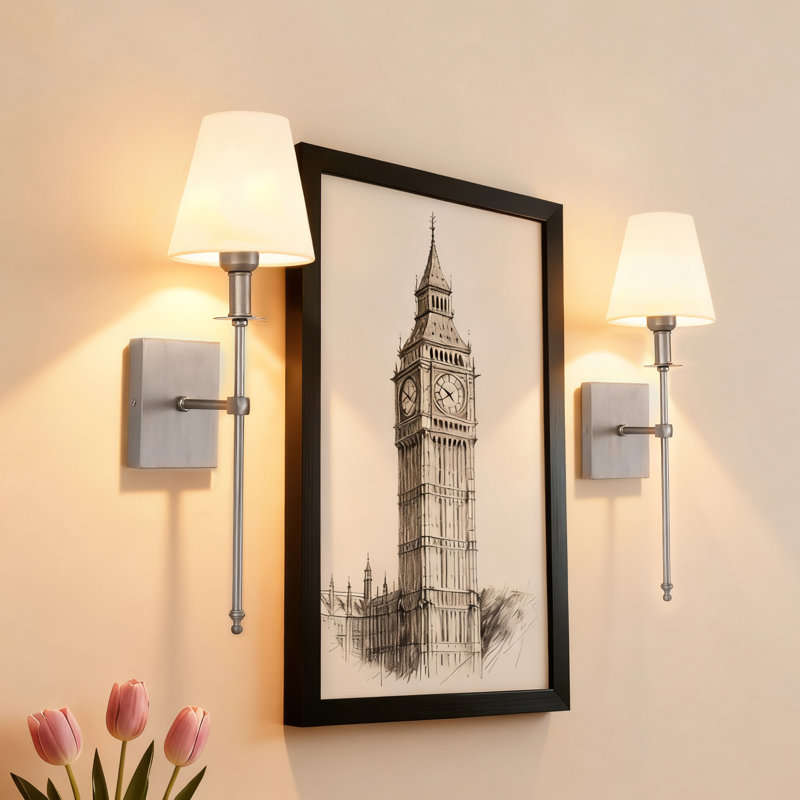 1-Light Iron Hardwired Wallchiere, Satin Nickel