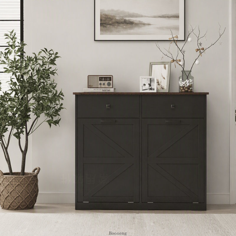 Armoire poubelle à double basculement Farmhouse, Black