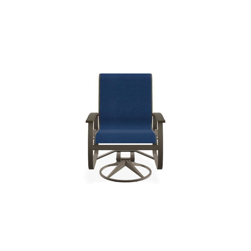 Belle Isle Outdoor Dining Armchair, Beachwood P40, Gloss White, Cobalt 35D Sunbrella®