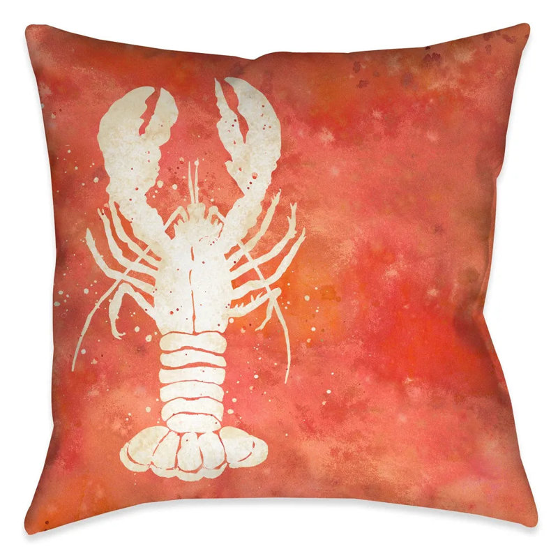  Coussin décoratif d'extérieur Lobster Splash, H 18 po x l 18 po