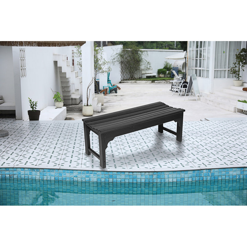 Banc Adirondack sans dossier avec texture bois, Noir