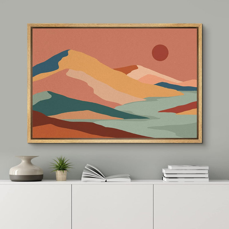 «Pastel Paint Stroke Mountain Range Nature Illustration Modern Art Zen Landscape Colorful» sur toile, Naturel