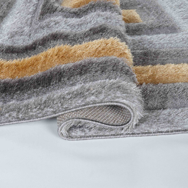 Kiawah Geometric Shag Area Rug, Rectangle 80 x 150cm