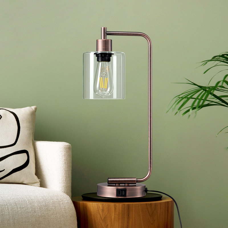 Dimmable Table Lamp With Usb And Touch Control, Antique Red Copper