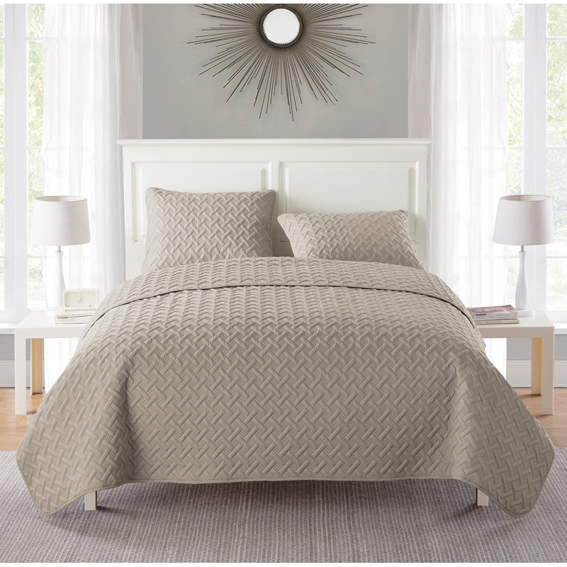 Ensemble d'édredon embossé 2 pièces Nina II, Taupe, Édredon double / grand + 2 taies décoratives sta