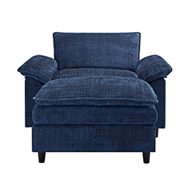 Fauteuil d'appoint rembourré avec repose-pieds, Bleu