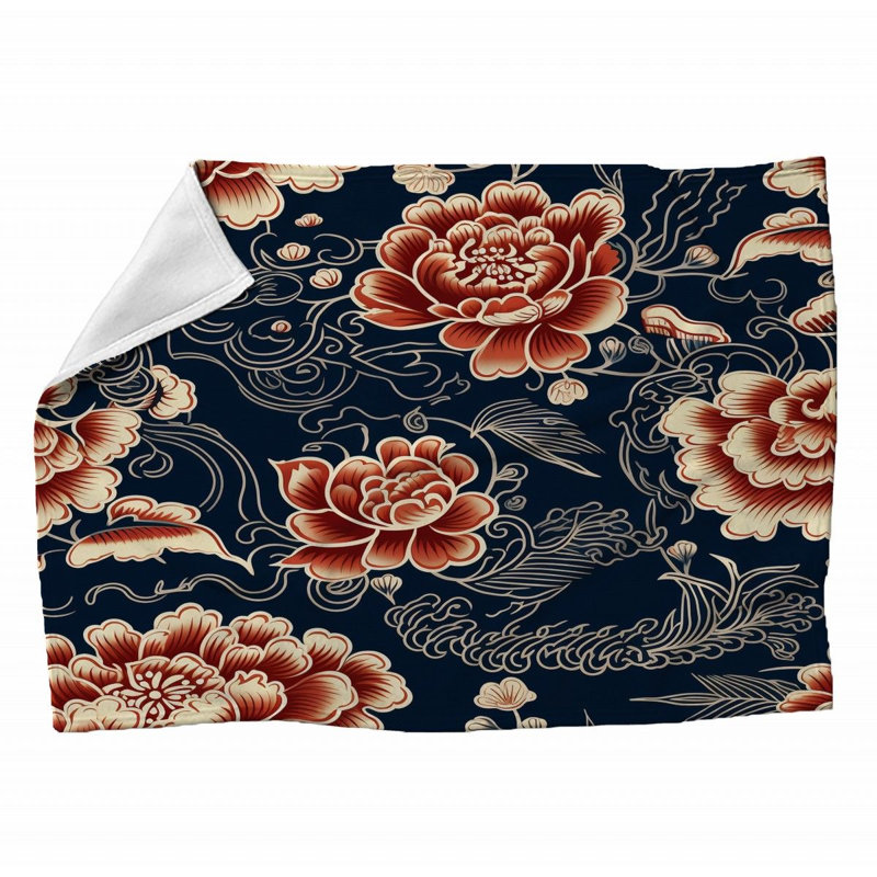Machine Printed Throw Blanket, 80" L x 60" W, Geometric, Orange/Red