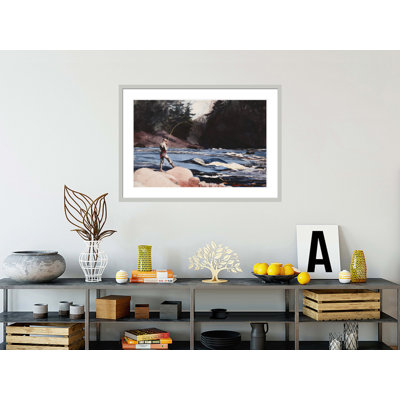 «Man Fishing a New England Stream» par Winslow Homer, impression giclée sur cadre