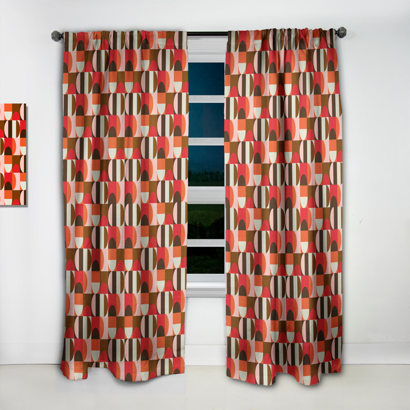Panneau de rideau simple occultant et rétro Mid-Century, L 52 po x L 63 po