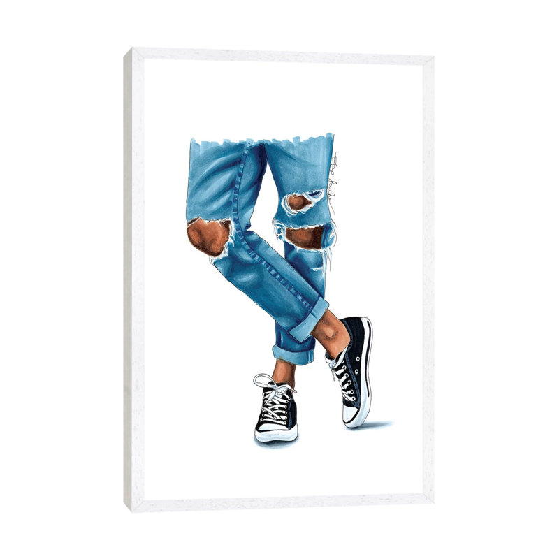 Casual Kicks by Denis Orio Ibañez - Print on Canvas, 66.04 cm H x 45.72 cm W, White Framed