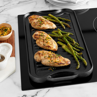 20" Pre-Seasoned Cast Iron Reversible Grill & Griddle - Oven Safe, Ergonomic Handles