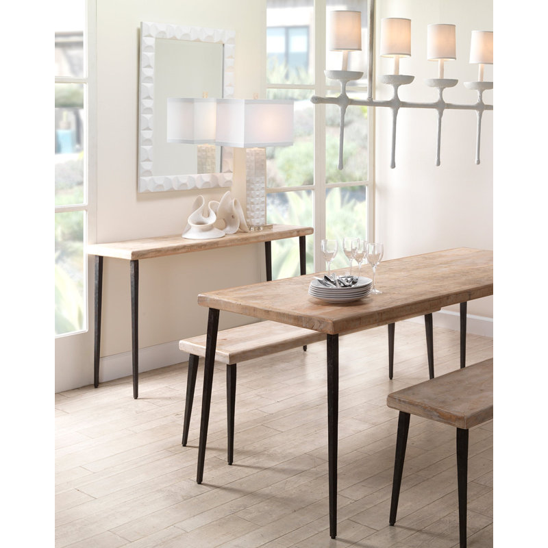 16'' Solid Wood Top Console Table, Natural, Black