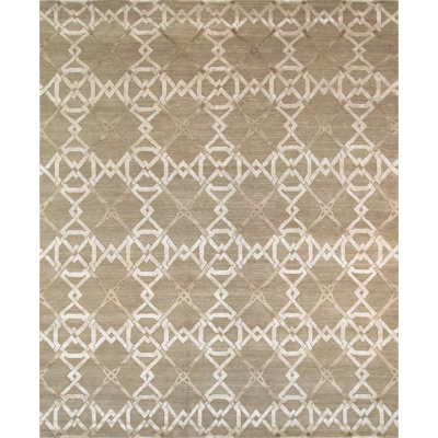 Tapis moka / blanc moderne noué à la main