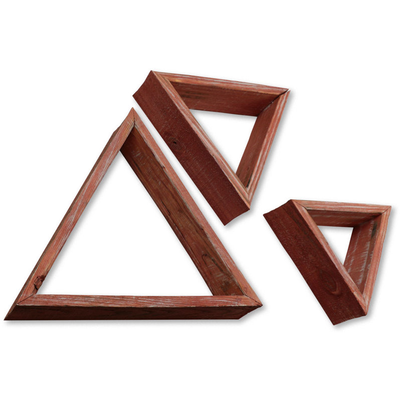 Triangle Accent Shelf with Adjustable Shelves, Salvage Red