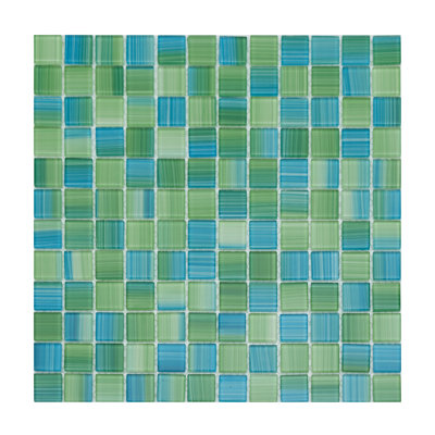 Swimming Pool 0.9" X 0.9" Straight Edge Glass Mosaic Tile
