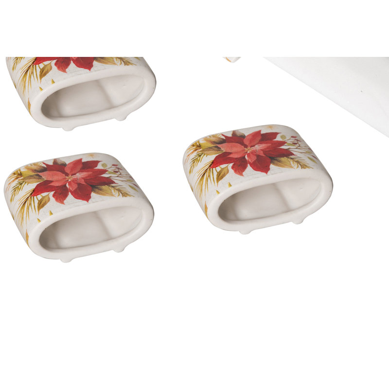 Ensemble de 4 rondelles de Noël en forme de poinsettia rouge