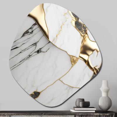 Brezina - Marble Unique Shape Metal Wall Art, White Asymmetrical Metal Art Print