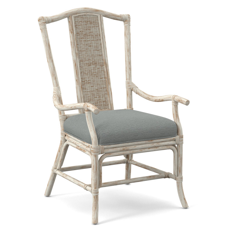 Chaise avec accoudoirs à dossier à lattes Drury Lane, Performance du sucre gris; 0863-84, Blanc antique givré