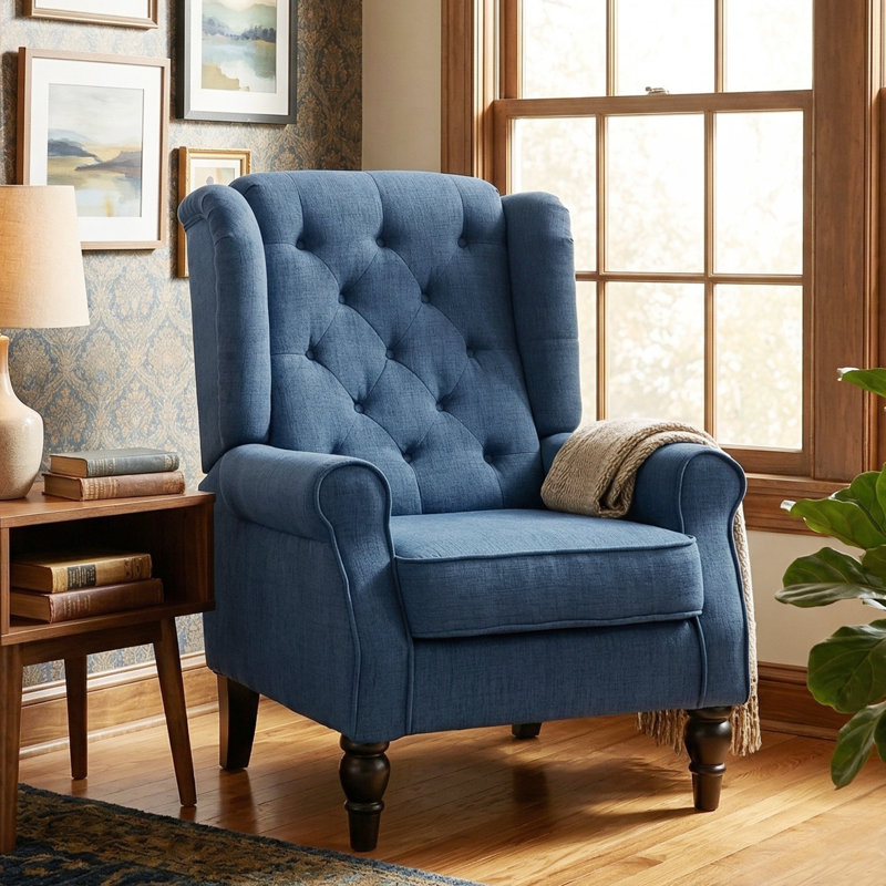 Crisbel Upholstered Accent Chair, Blue