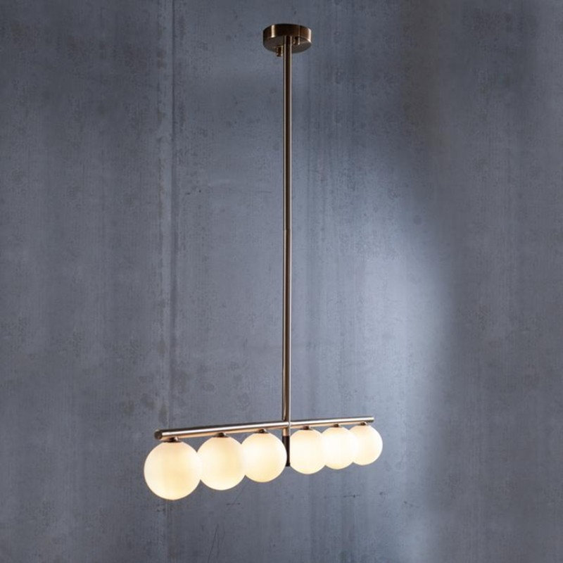 Lustre avec îlot de cuisine Light, Bronze brossé, Fumée, 66" Length x 4" Width x 30" Height