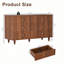 Commode 6 tiroirs, commode double l 47 po avec pieds en bois massif, commode pour chambre à coucher, salon, noyer