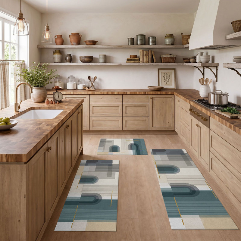 Tapis de cuisine géométriques antidérapants lavables