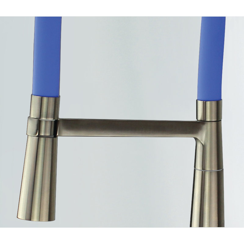 Robinet de cuisine à poignée simple Bell'arte, Acier inoxydable de luxe / bleu