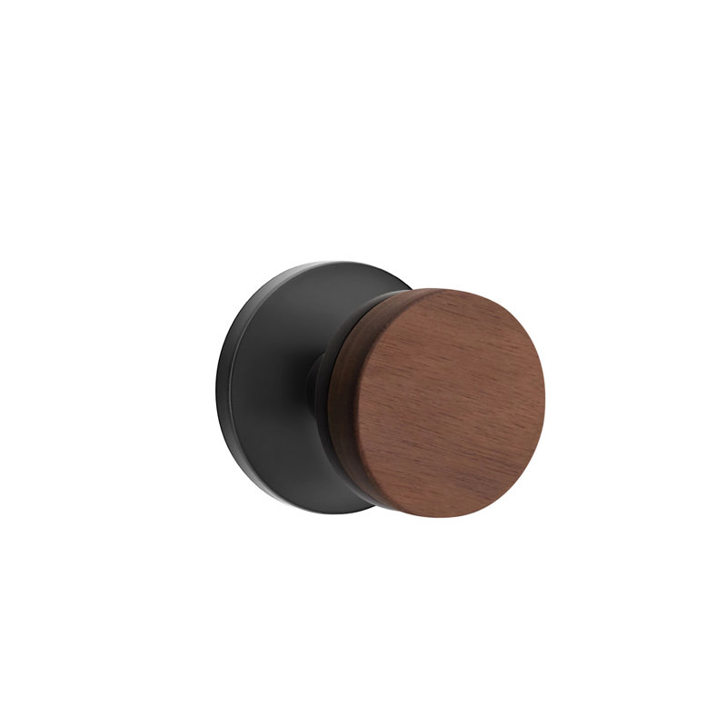Ensemble de faux boutons Emtek Select avec rosette à disque et tige conique, bouton en noyer foncé, Dos plat