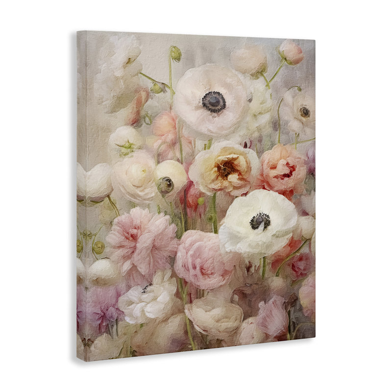 "Soft Pastel Florals", art mural sur toile par RileyB, H 20 po x l 16 po