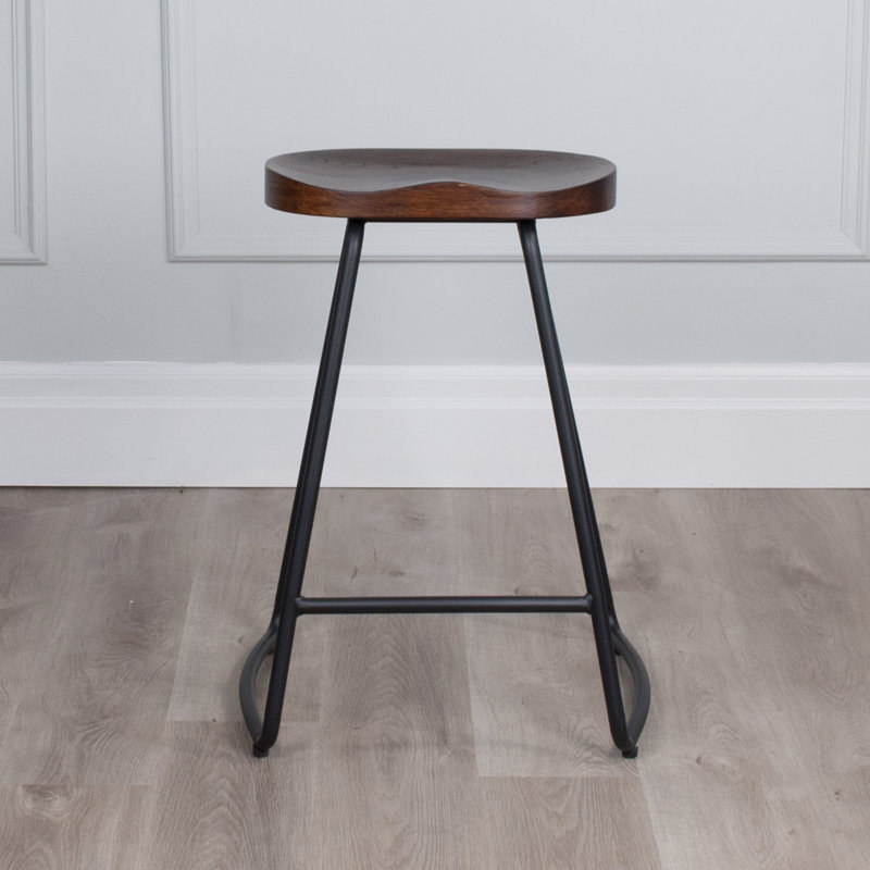 Marixza Counter Stool with Metal Frame, Dark Walnut