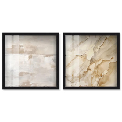 Neutral Luxe Harmony Set Shadowbox Boho Wall Decor by Art Remedy
