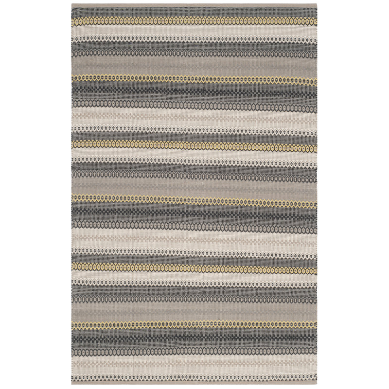 Chiginagak Hand Woven Cotton Striped Rug, Rectangle 4' x 6'