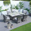 Ensemble de salle à manger rectangulaire pour l'extérieur en aluminium 70,87 po L pour 6 personnes-93779175-93779176